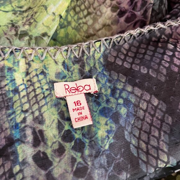 Reba Size 16 Sleeveless Snakeskin Print Dress Embellished - Picture 2 of 13